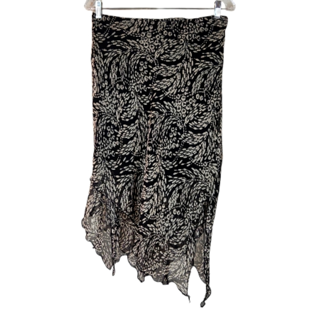 R & K 2 BLACK & BEIGE MERMAID SCARF HEM SKIRT